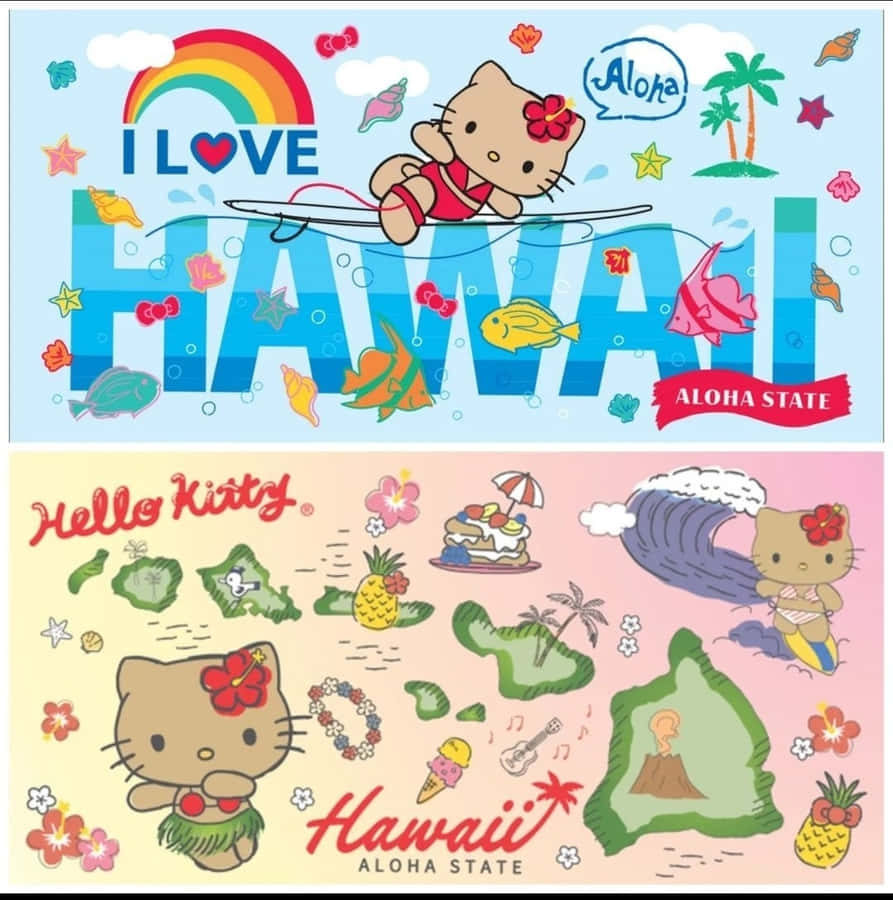 Hawaiianisches Hello Kitty-Themen Artwork