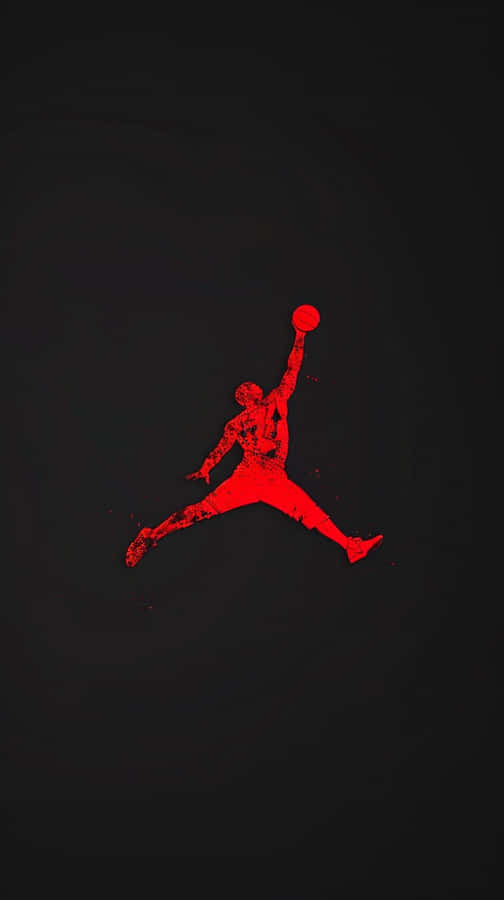 Rote Jumpman Silhouette auf schwarzem Hintergrund