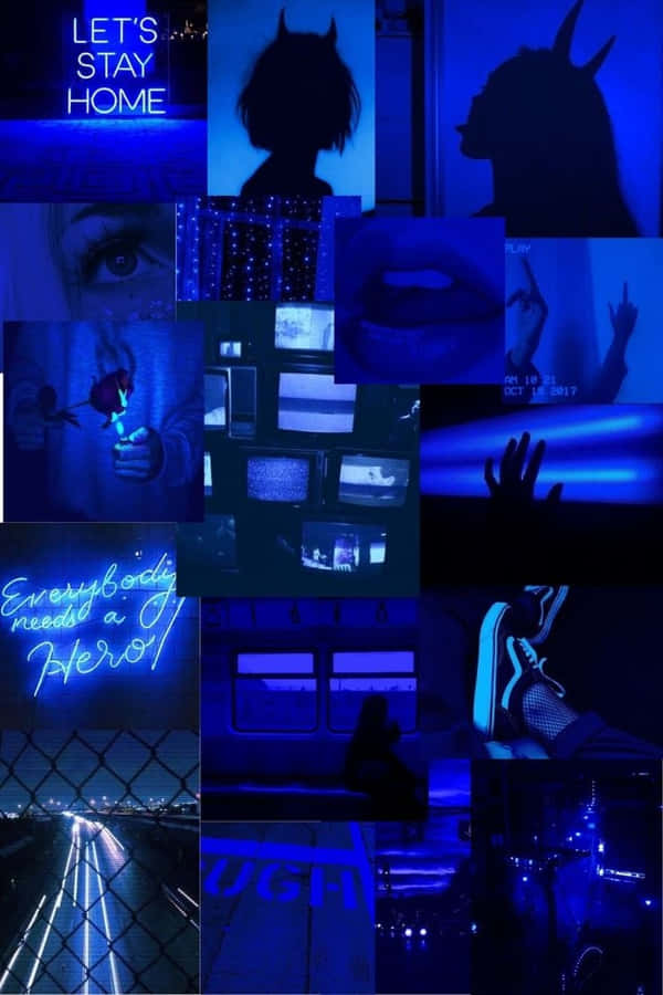 Neon Blau Collage Ästhetik