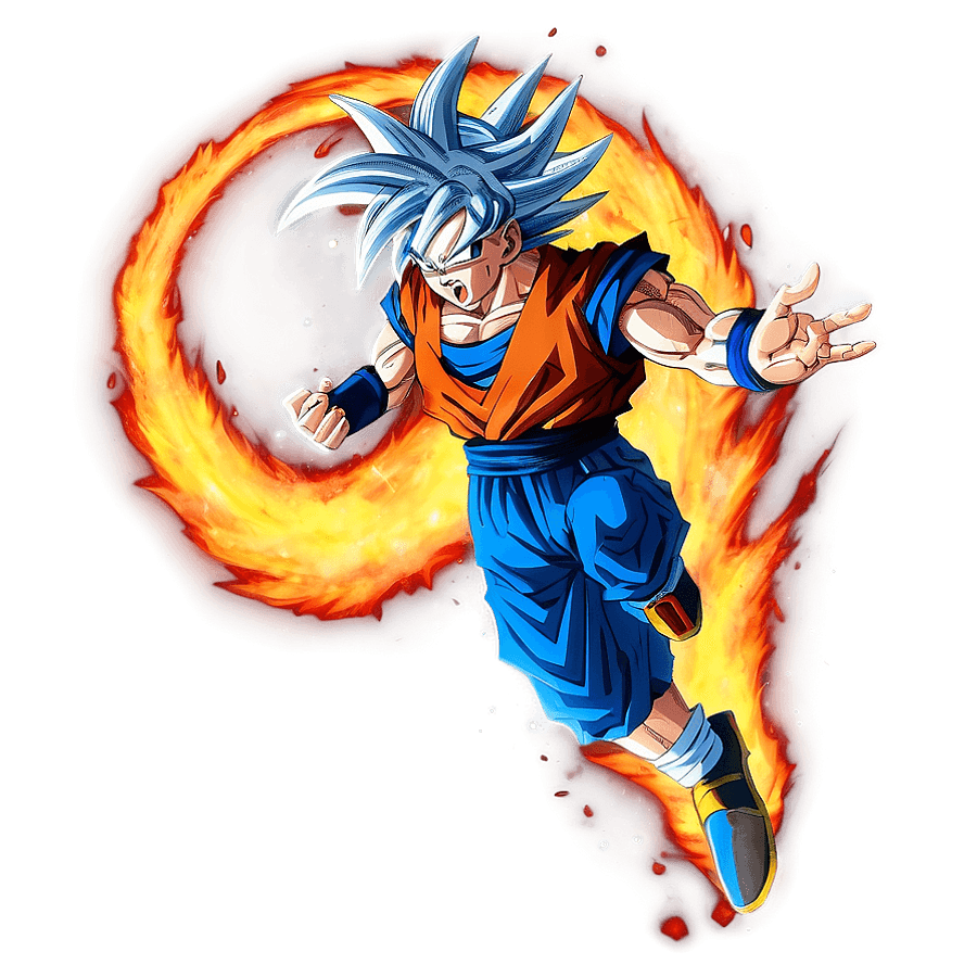 Goku Ultra Instinct on Fire PNG qer22