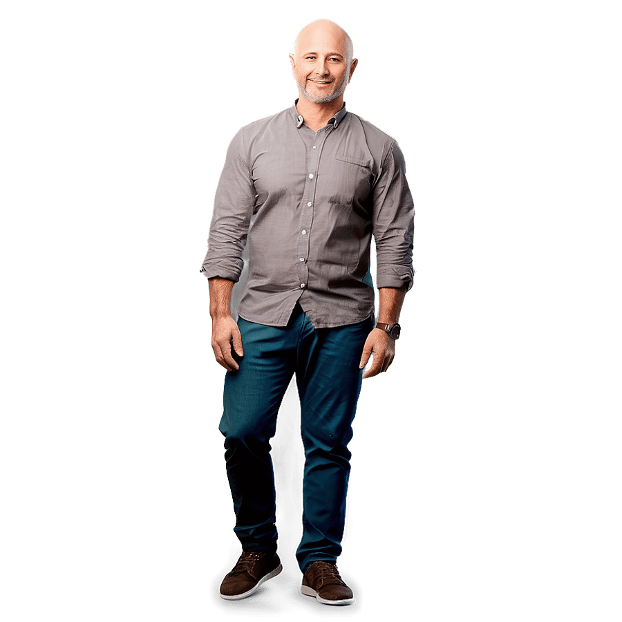 Modern Bald Man Lifestyle PNG gps73
