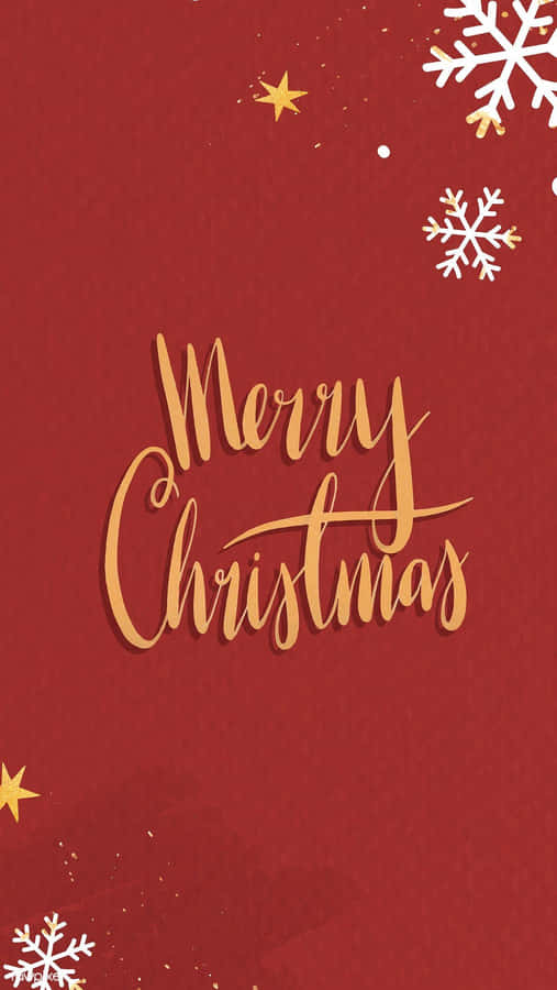 Buon Natale Script Dorato su Sfondo Rosso