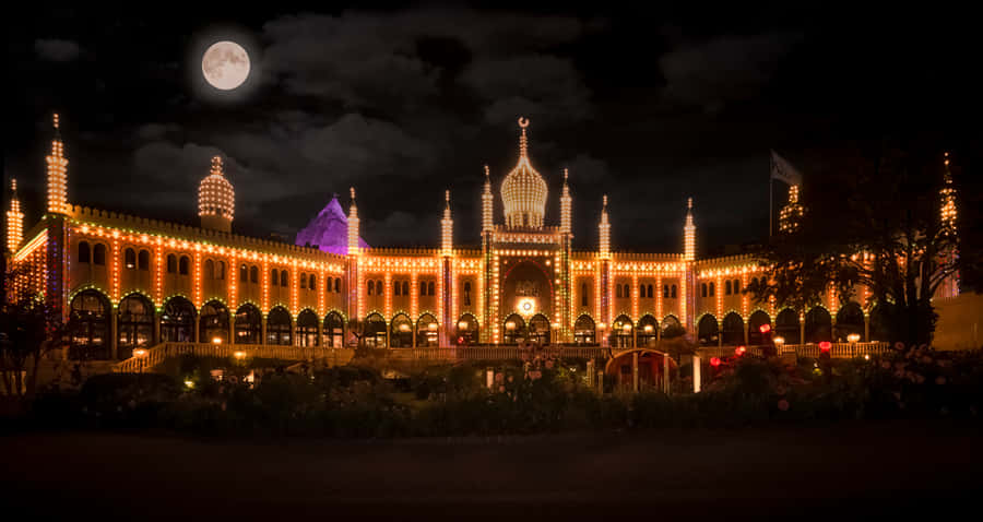 A Lovely Full Moon Above Tivoli Gardens' Nimb Hotel
