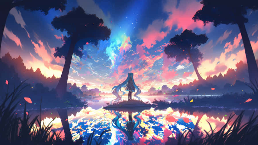 Anime Sonnenuntergang Reflexion