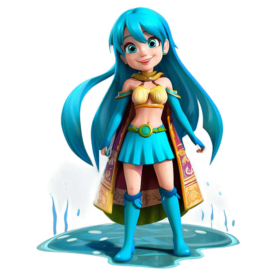 Aqua Character Illustration PNG 06242024