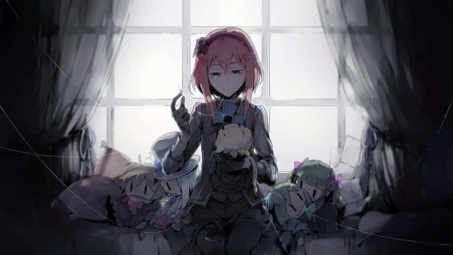 Goth Anime Mädchen Im Dunklen Raum