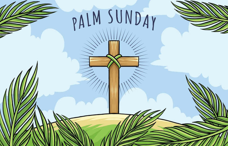 Papelde Parede com Fundo de Texto Fofo para o Domingo de Ramos