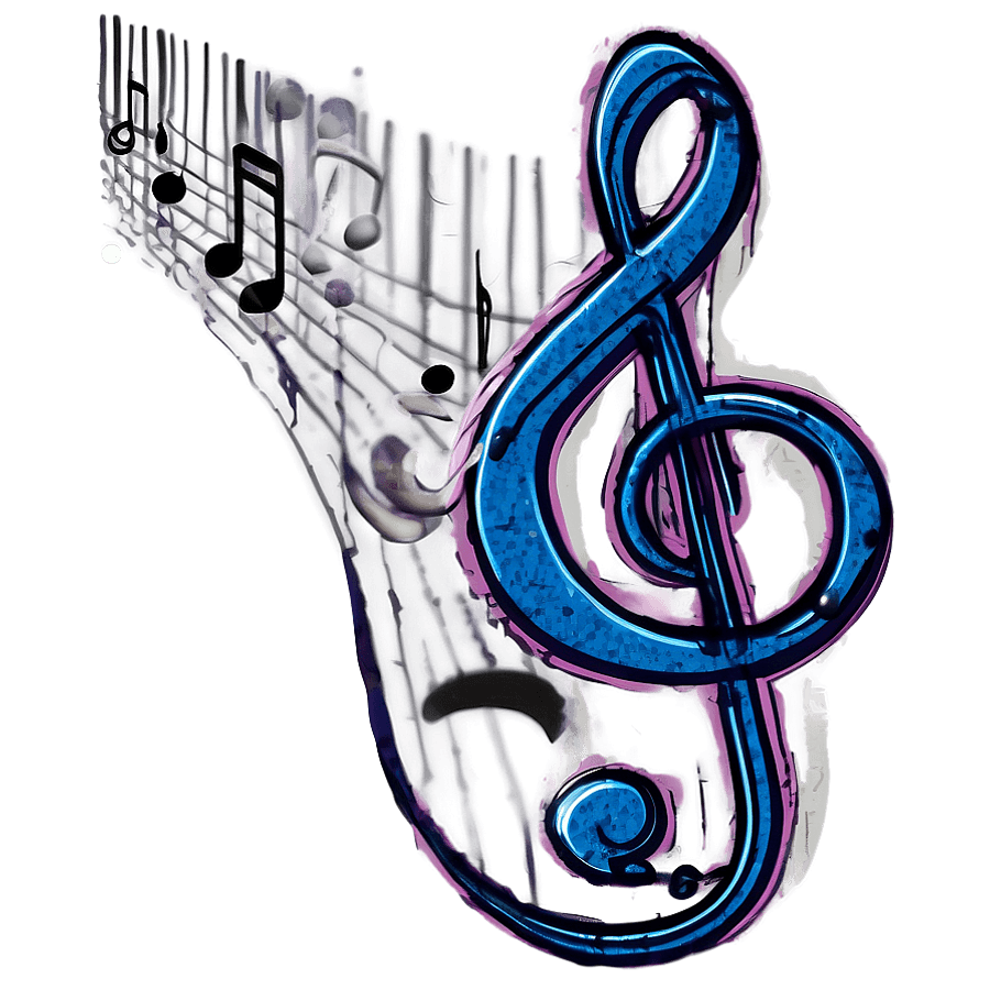 Treble Clef in Grunge Style PNG 79