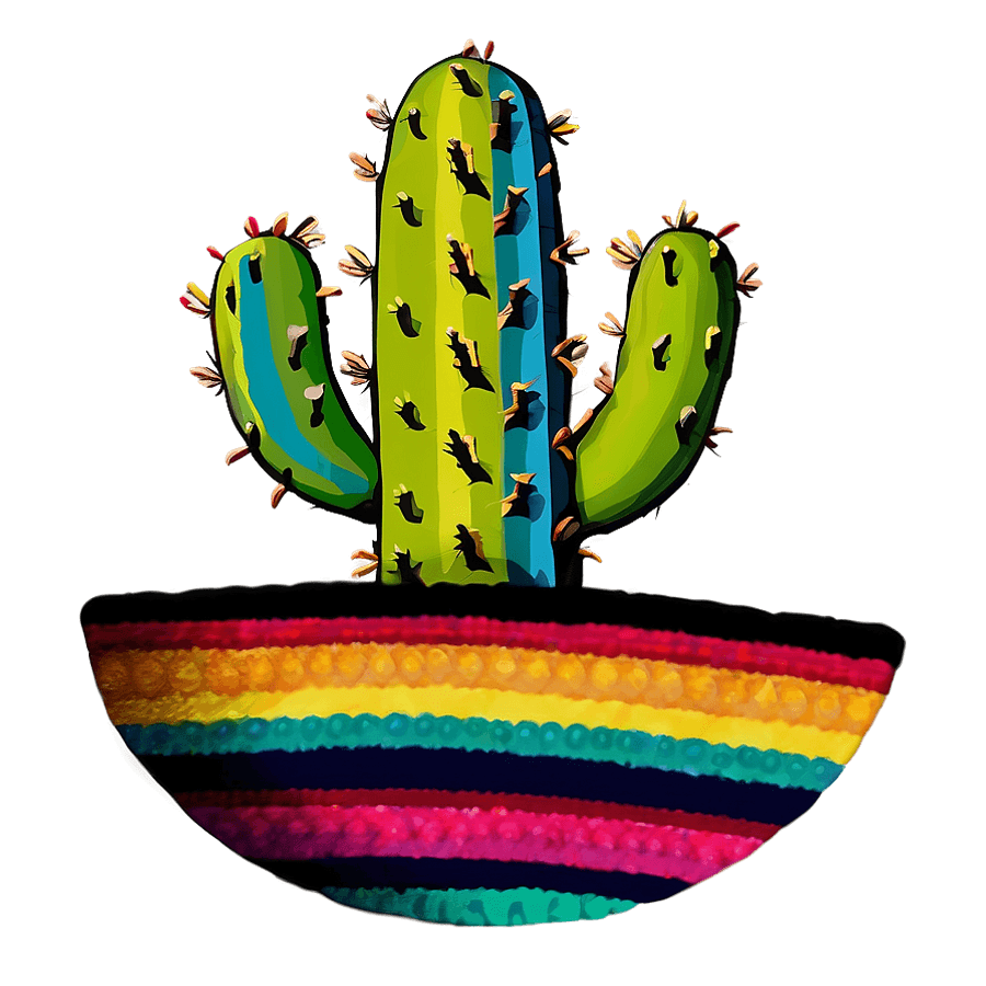 Cactus with Serape Pattern PNG hls