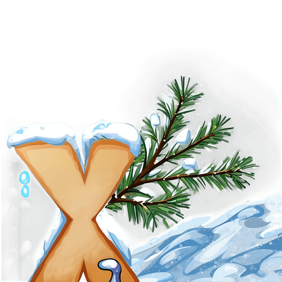 Snowy Winter Letter X PNG anw67
