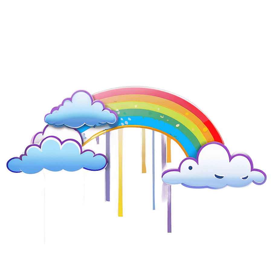 Rainbow With Clouds Scene PNG 81