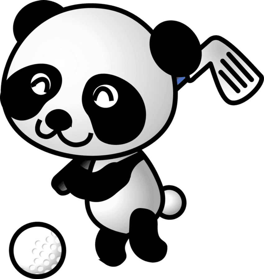 Golfing Panda Cartoon