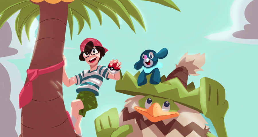 Pokemon Trainer With Ludicolo And Popplio