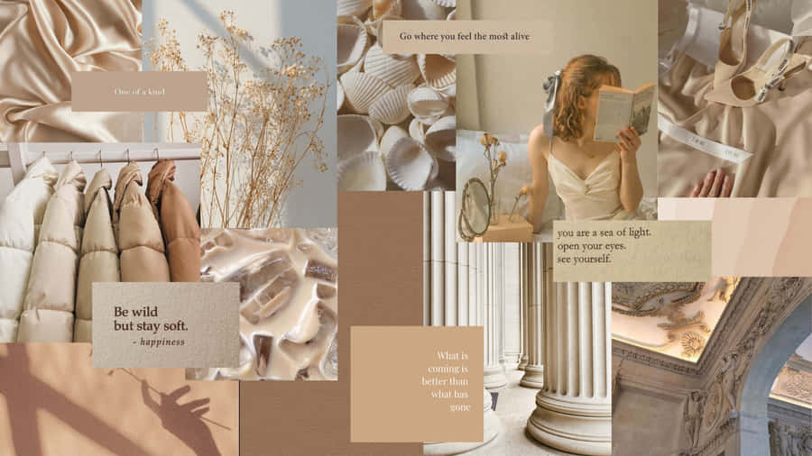 Mjuk Beige Estetik Kollage