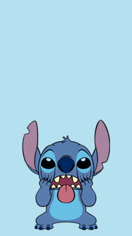 Niedlicher Cartoon Stitch auf blauem Hintergrund