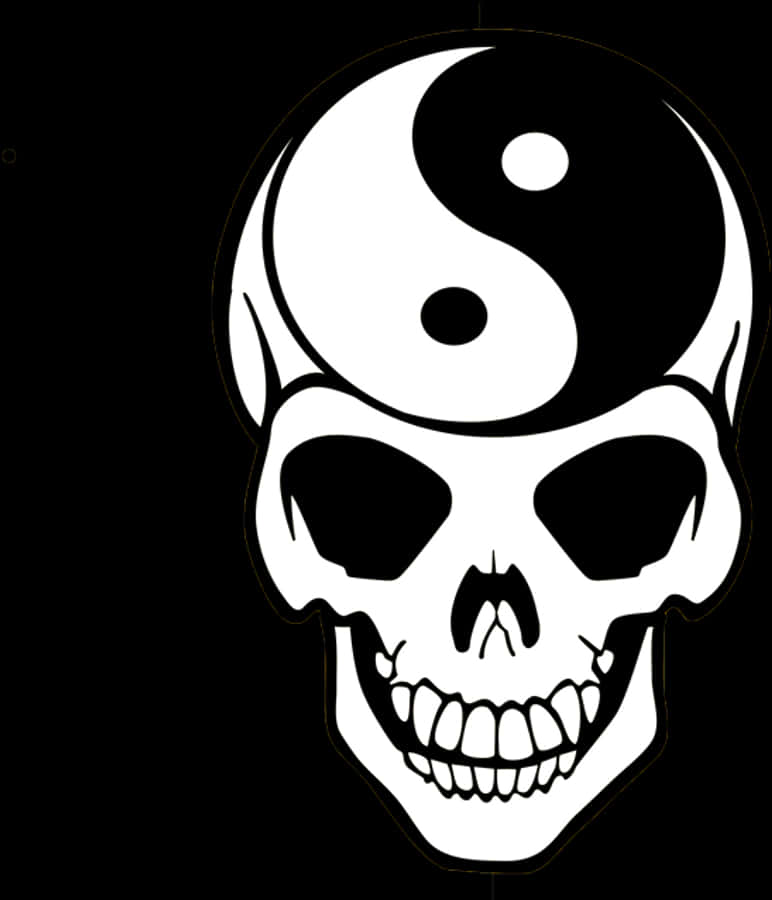 Harlequin Calavera Transprent - Skull Yin Yang