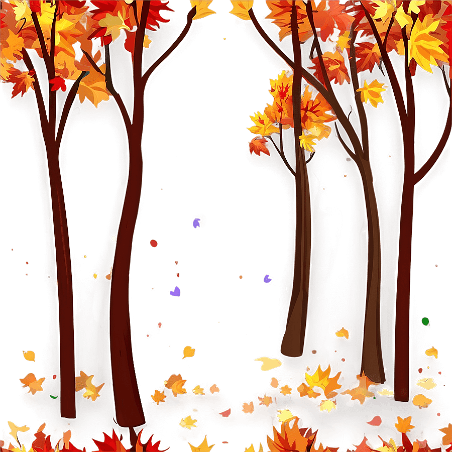 Cartoon Style Fall Trees PNG 96