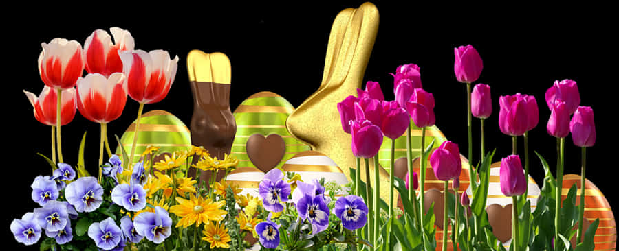 Easter Spring Floral Arrangementwith Chocolate Bunny