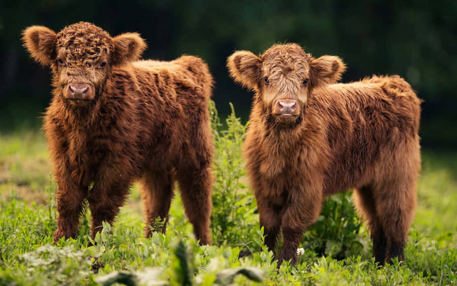 Vitello Highland in un Campo Verde