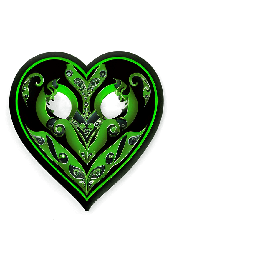 Tribal Green Heart PNG 26