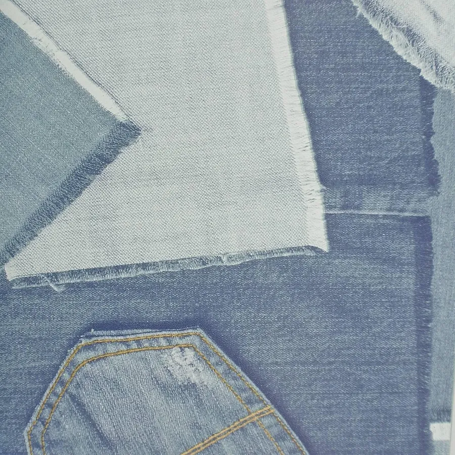 Denim Blue Aesthetic Patterned Patchwork Cowboy wallpaper