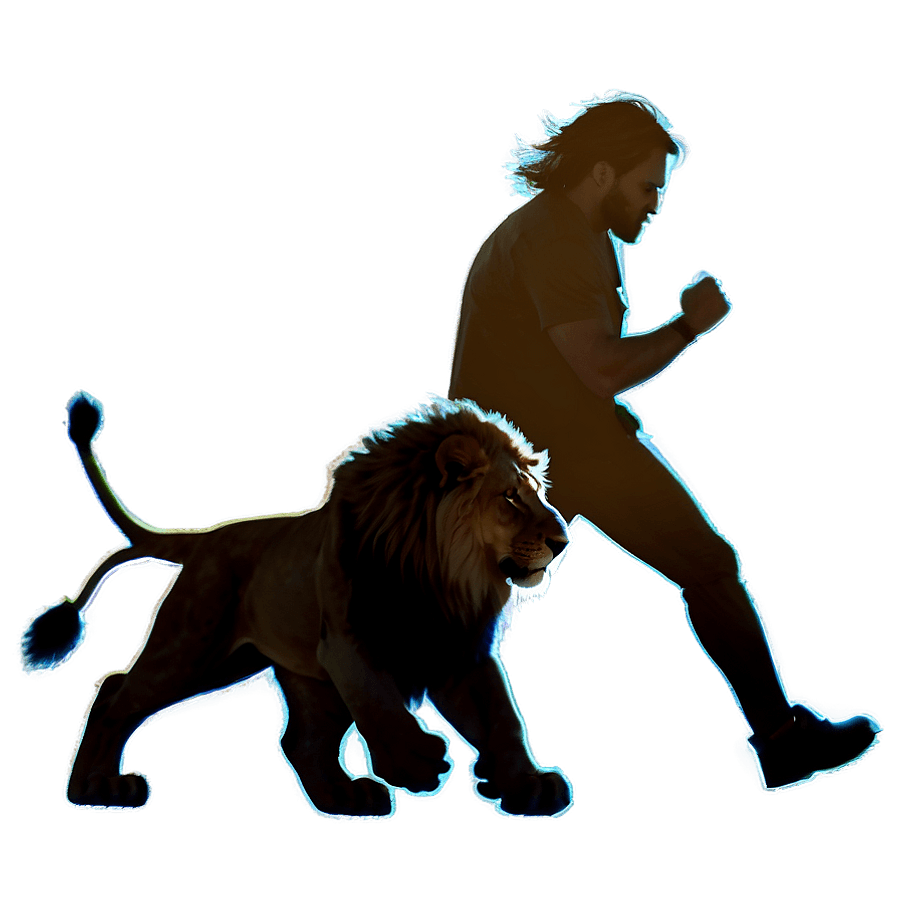 Lion in Action Silhouette PNG mqn78