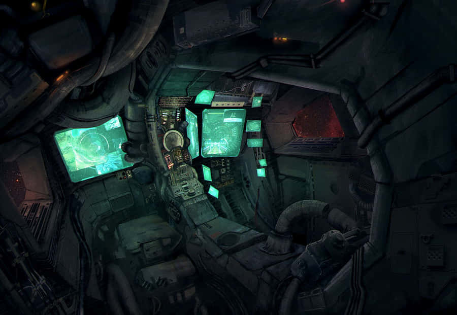 Interno del Cockpit di una Nave Spaziale Futuristica