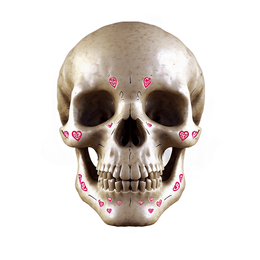Skull with Heart Eyes PNG 42