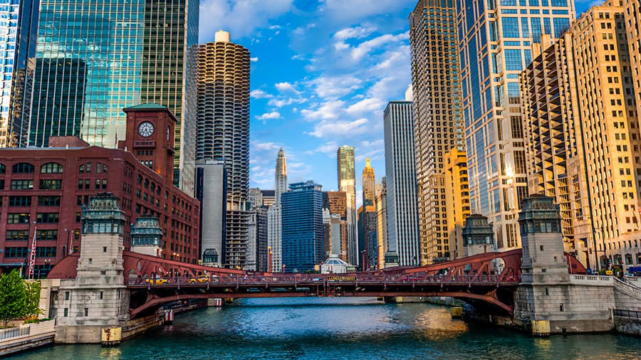 Ponteda Rua Wells no Rio de Chicago