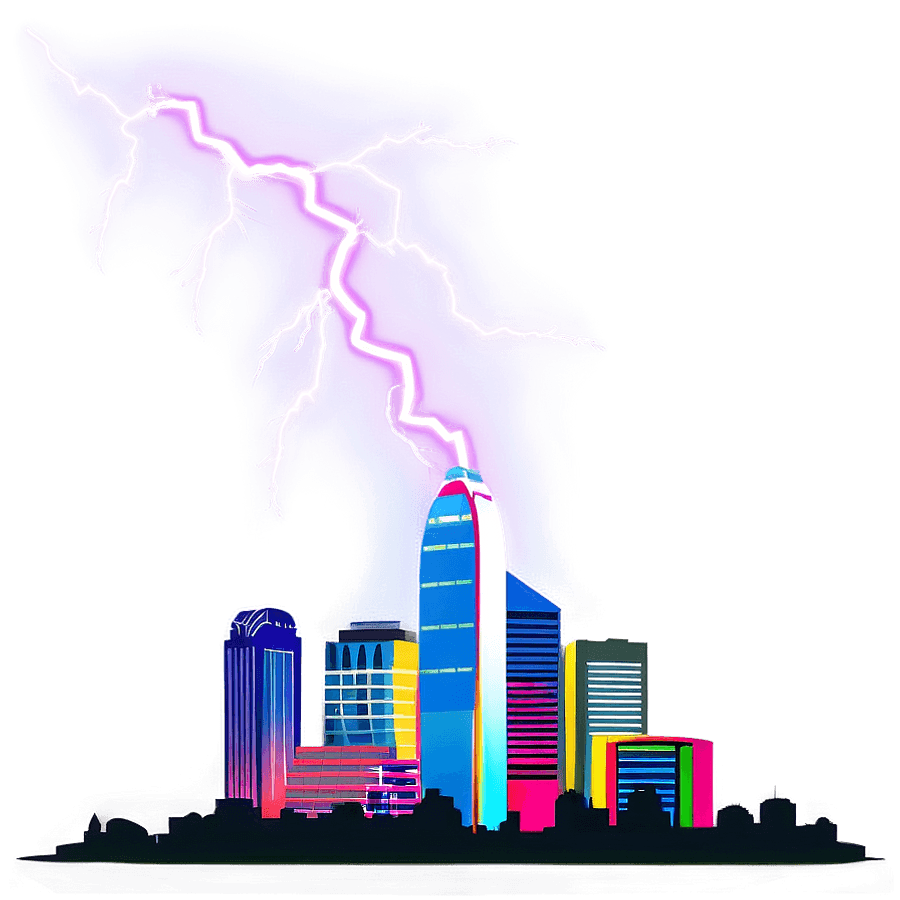 Dallas Skyline with Lightning PNG 89