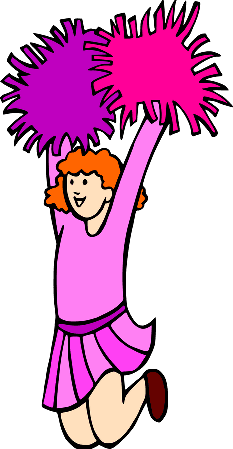 Animated Cheerleader Jumping With Pom Poms