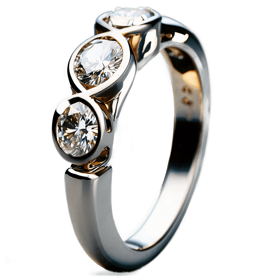Three Stone Diamond Ring PNG qij8