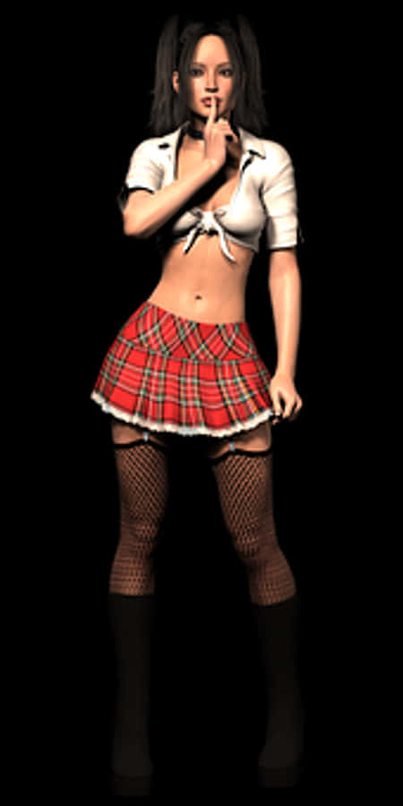 Mysterious Womanin Plaid Skirt