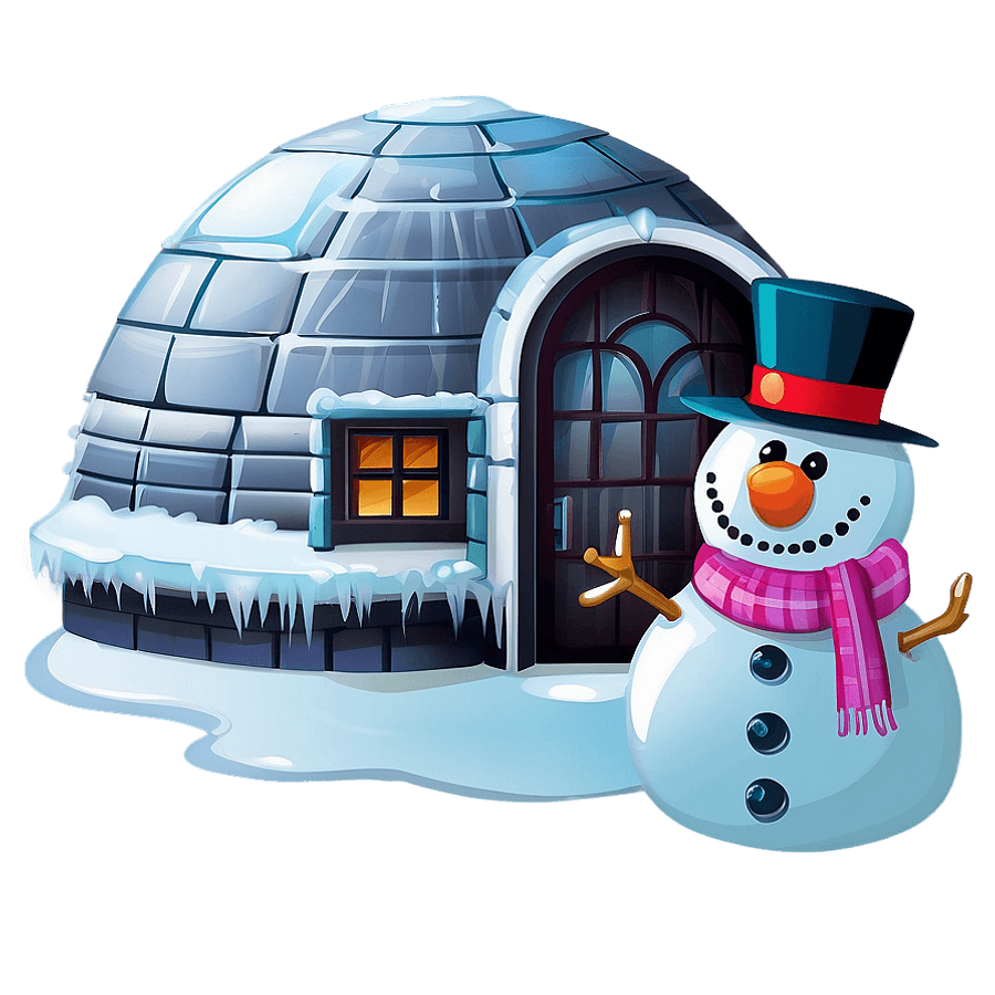 Snowman near Igloo PNG 50