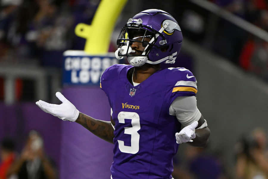 Jogador dos Vikings Gesticulando Durante o Jogo