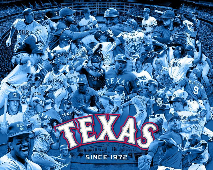 Texas Rangers Spelers Blauwe Grafiek wallpaper