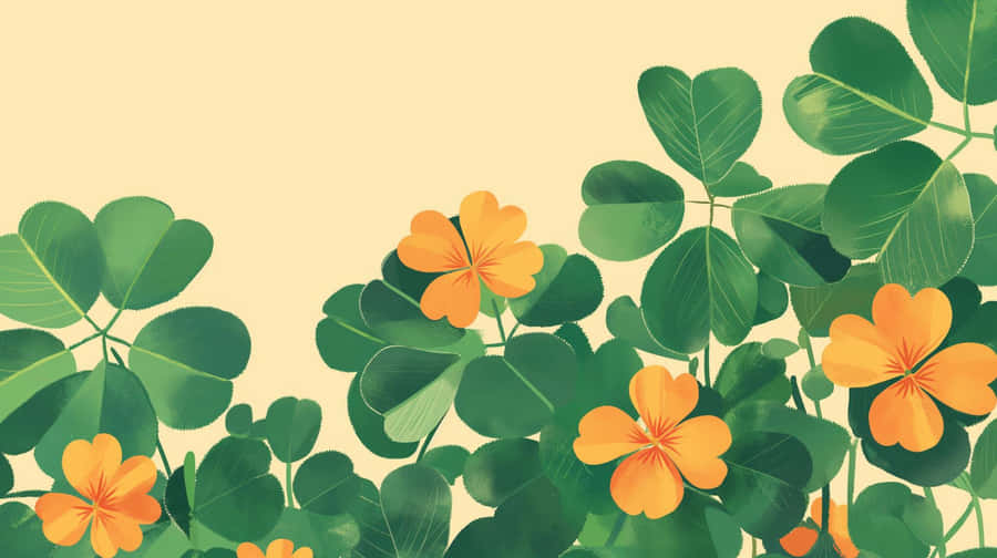 Stiliserad Klöver Och Blommor Illustration