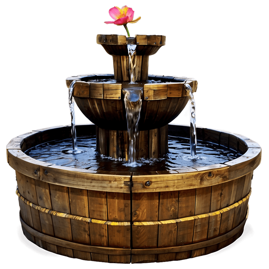 Tiered Barrel Water Fountain PNG 80