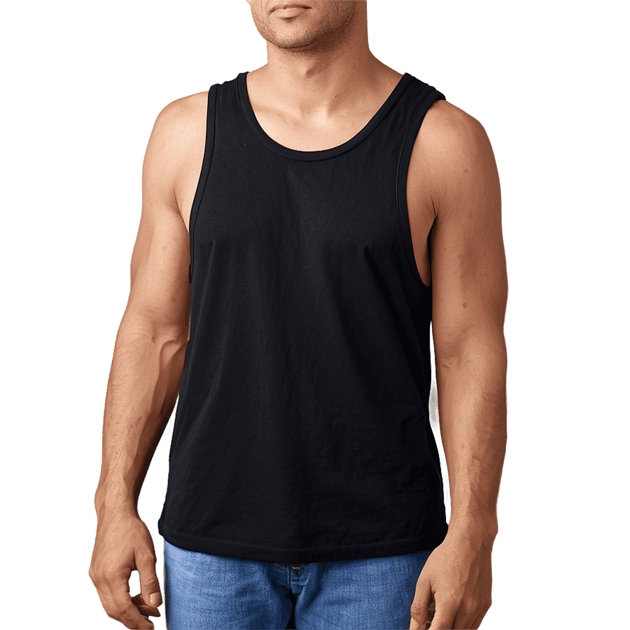 Cotton Black Tank Top PNG 06282024