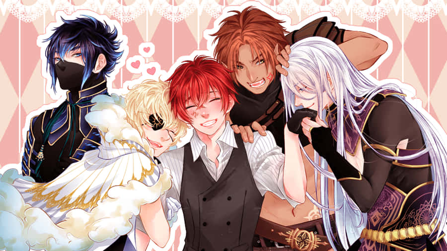 eineGruppe von Anime-Charakteren mit roten Haaren und weißen Haaren