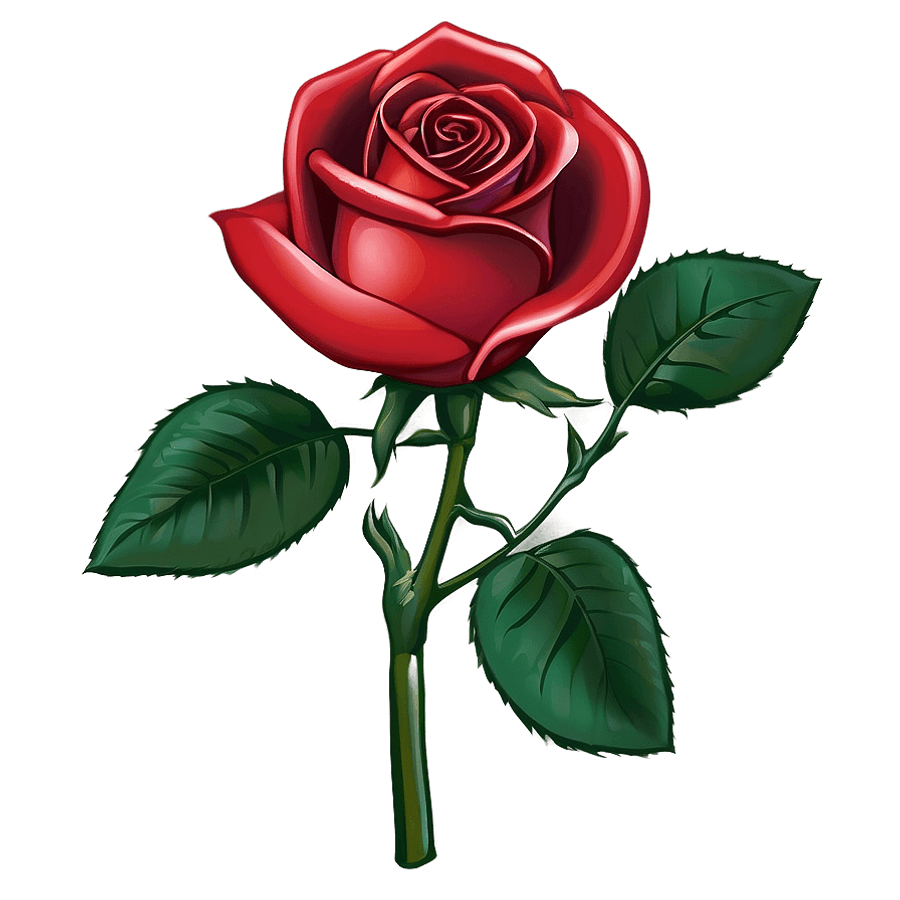 Red Rose with Stem PNG jna