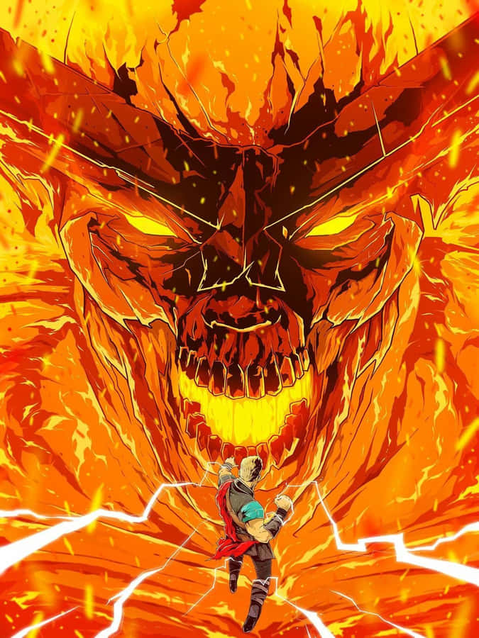 Œuvre d'Art Surtur vs Thor en Flammes