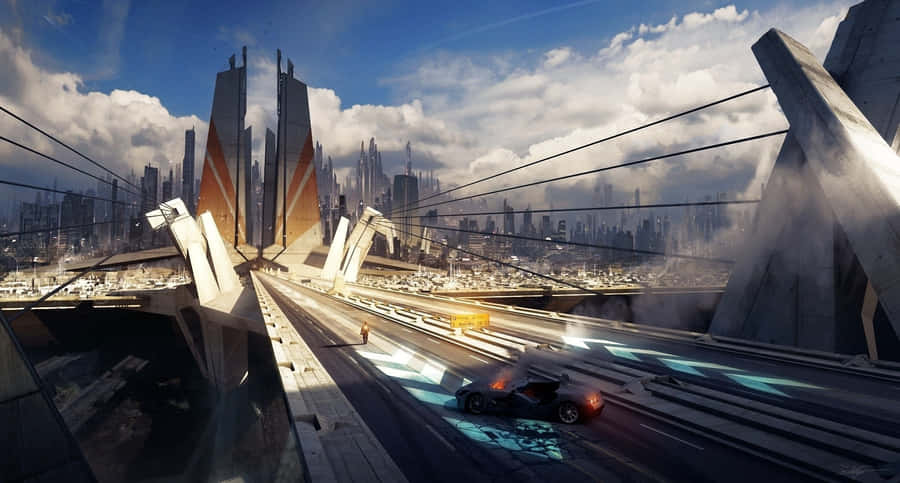 Unincredibile skyline 3D che presenta un'architettura futuristica e un design all'avanguardia
