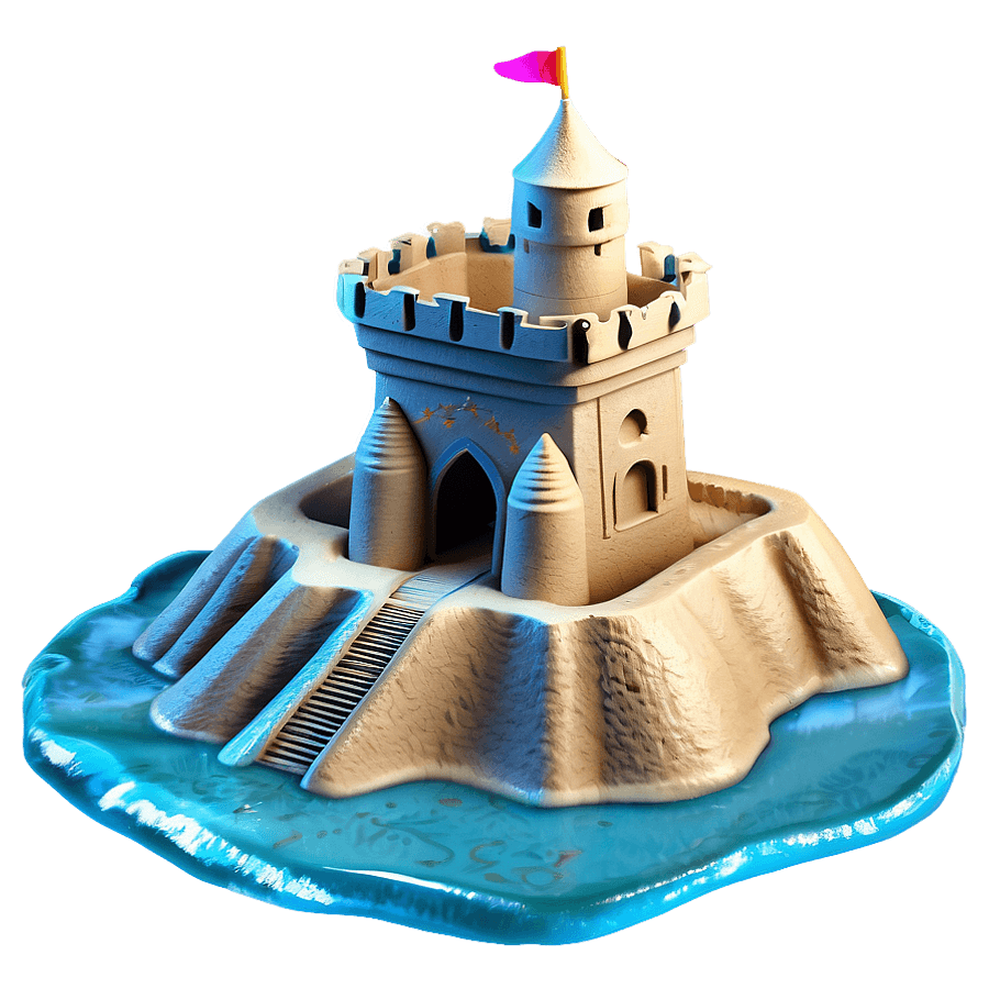 Sand Castle with Moat PNG 05252024