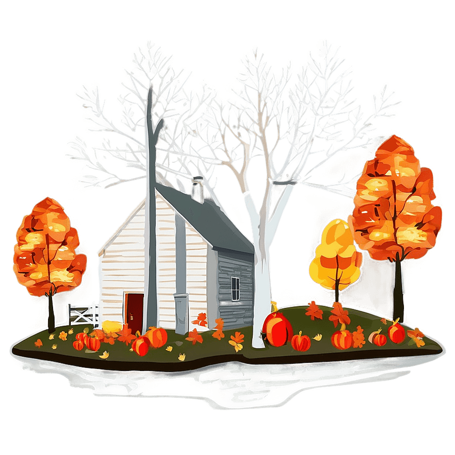 Fall Trees with Farmhouse PNG 06212024