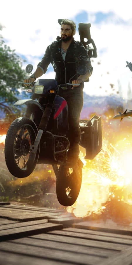 Retratodo Pixel 3 Como plano de fundo da motocicleta do Just Cause 4