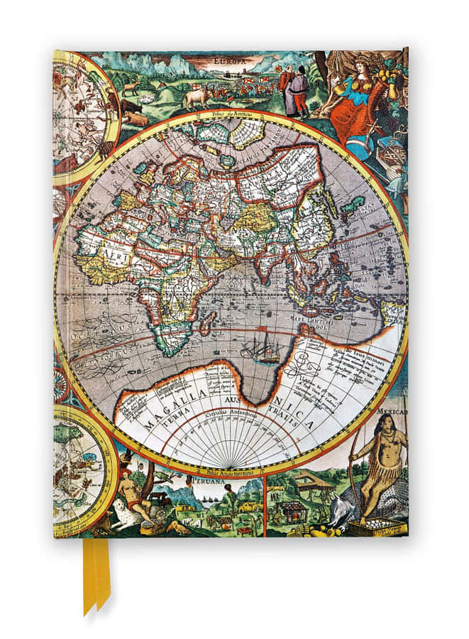 Ilustração Colorida do Mapa Mundi Vintage