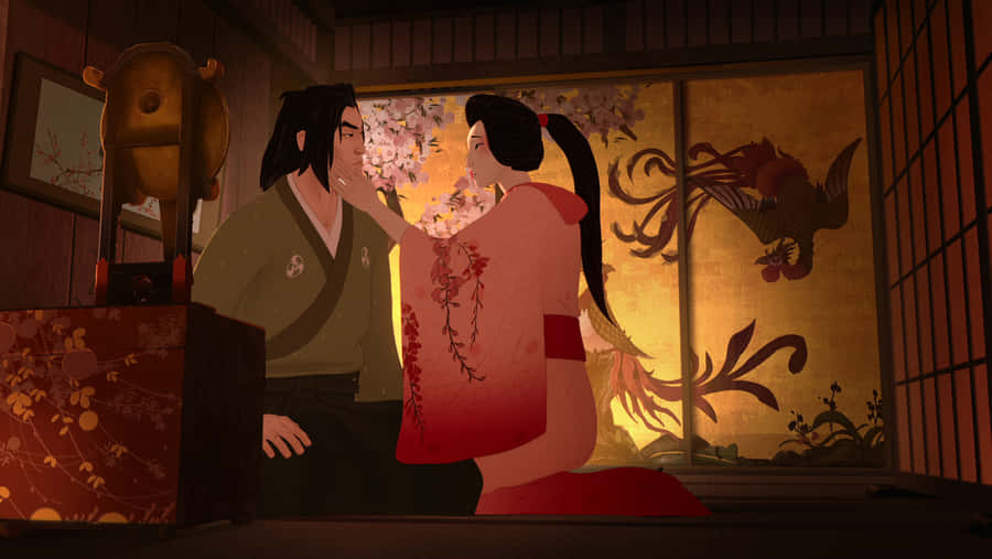 Momento Tenero del Samurai con Occhi Blu