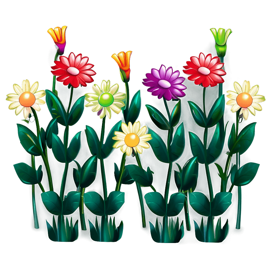 Cartoon Flower Field PNG 05252024