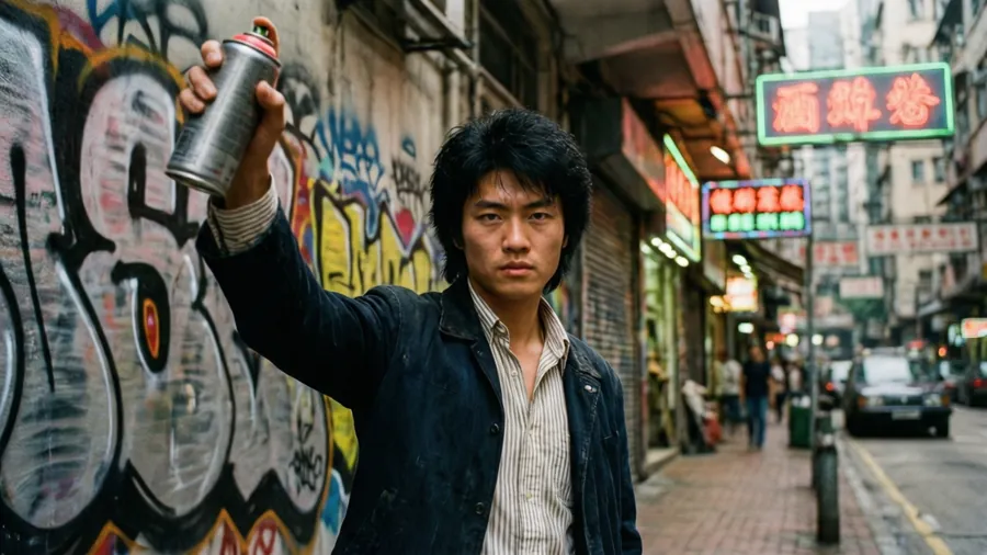 Shorter Wong i sin guldålder — neon, sprayburkar och Hongkongs gatudrömmar.